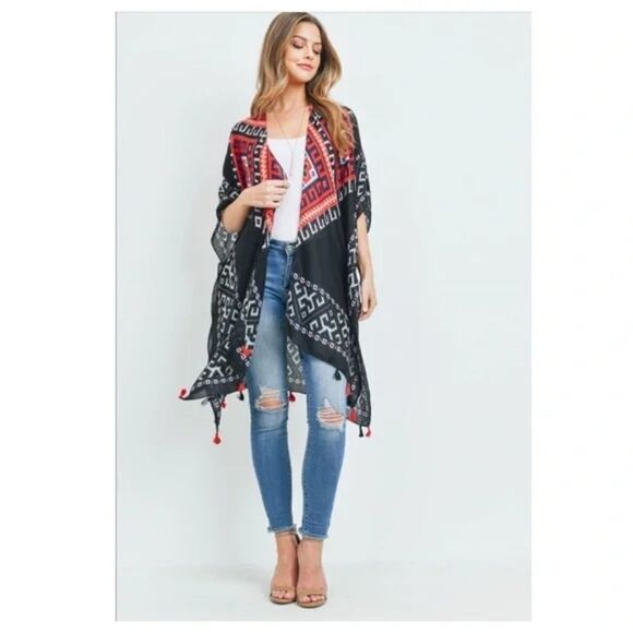 Women's ONE SIZE BOHO KIMONO TOP - Picture 1 of 7